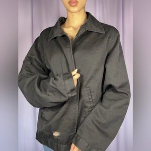 Dickies Eisenhower Black Utility Jacket Mens Workwear Classic Zip Up Coat Simple